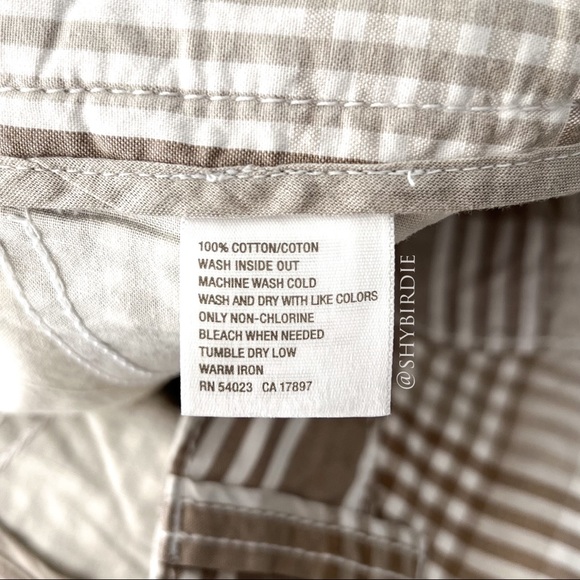 NEW Plaid 100% Cotton Bermuda Shorts in Beige and White - Picture 4 of 10